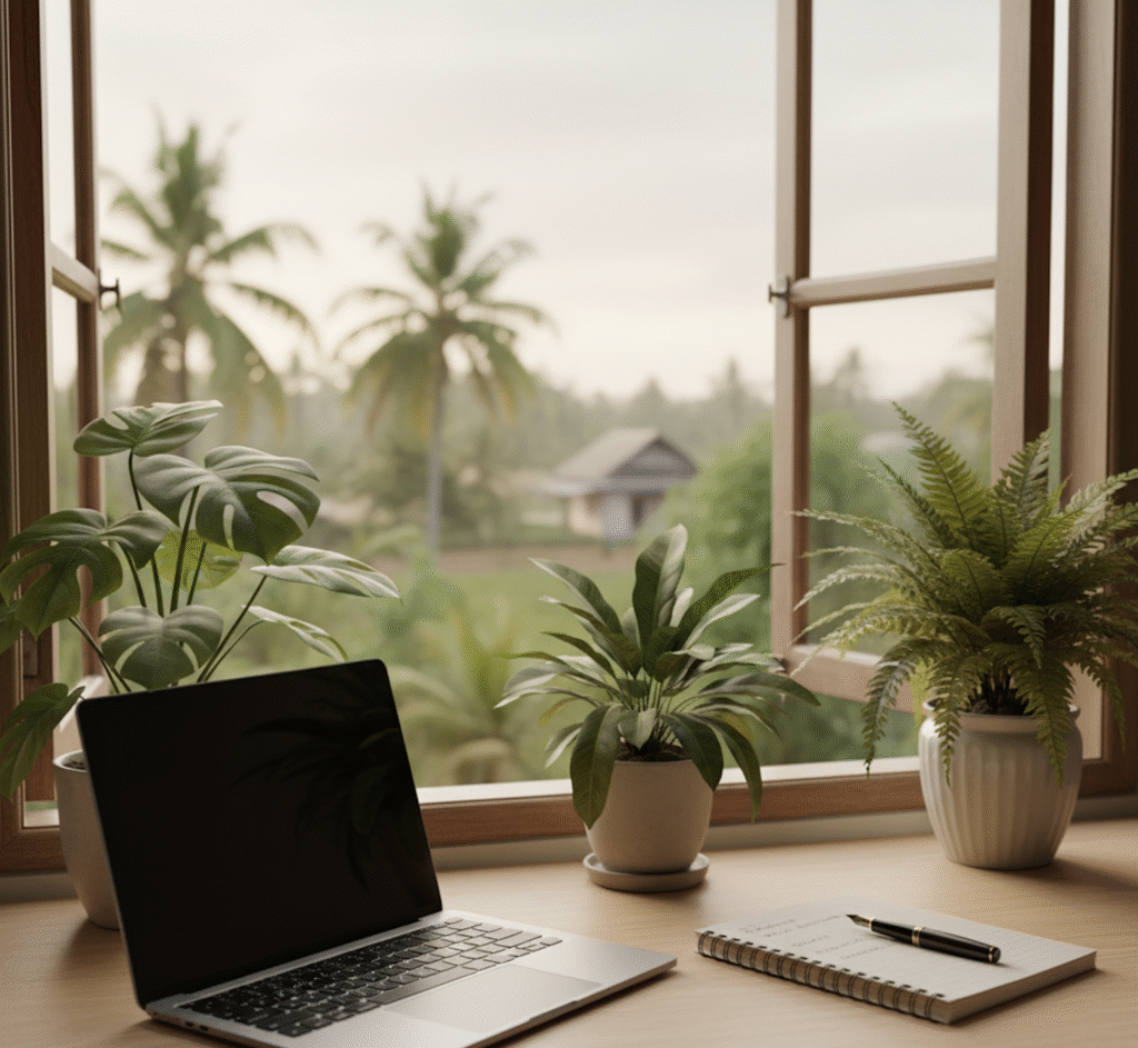 Cost of living in Bali digital nomad workspace