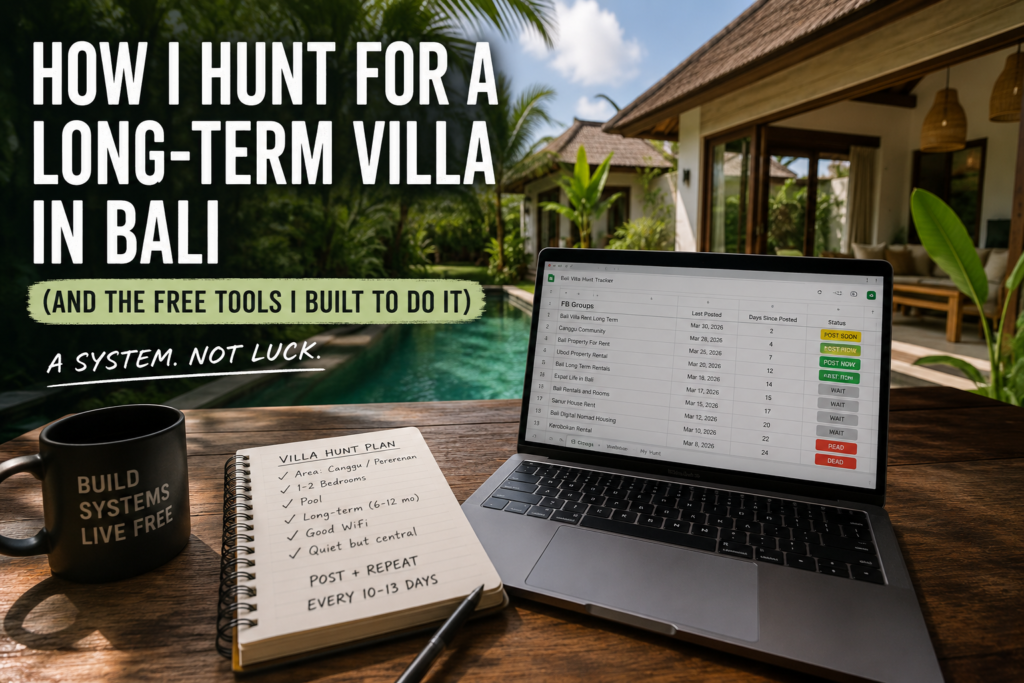Long-term villa in Bali search tracker and tools