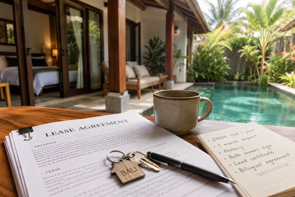 Renting a villa in Bali and signing a lease agreement